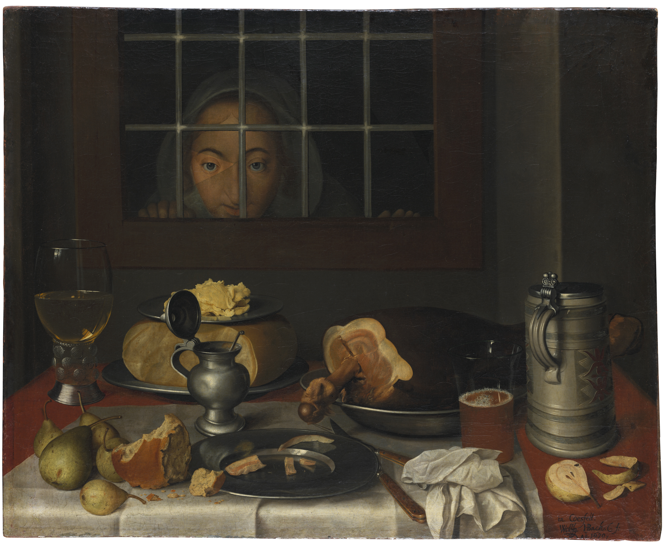 Gemälde mit gedecktem Tisch und einer jungen Frau (Museumslandschaft Hessen Kassel, Gemäldegalerie Alte Meister, Foto: Ute Brunzel)