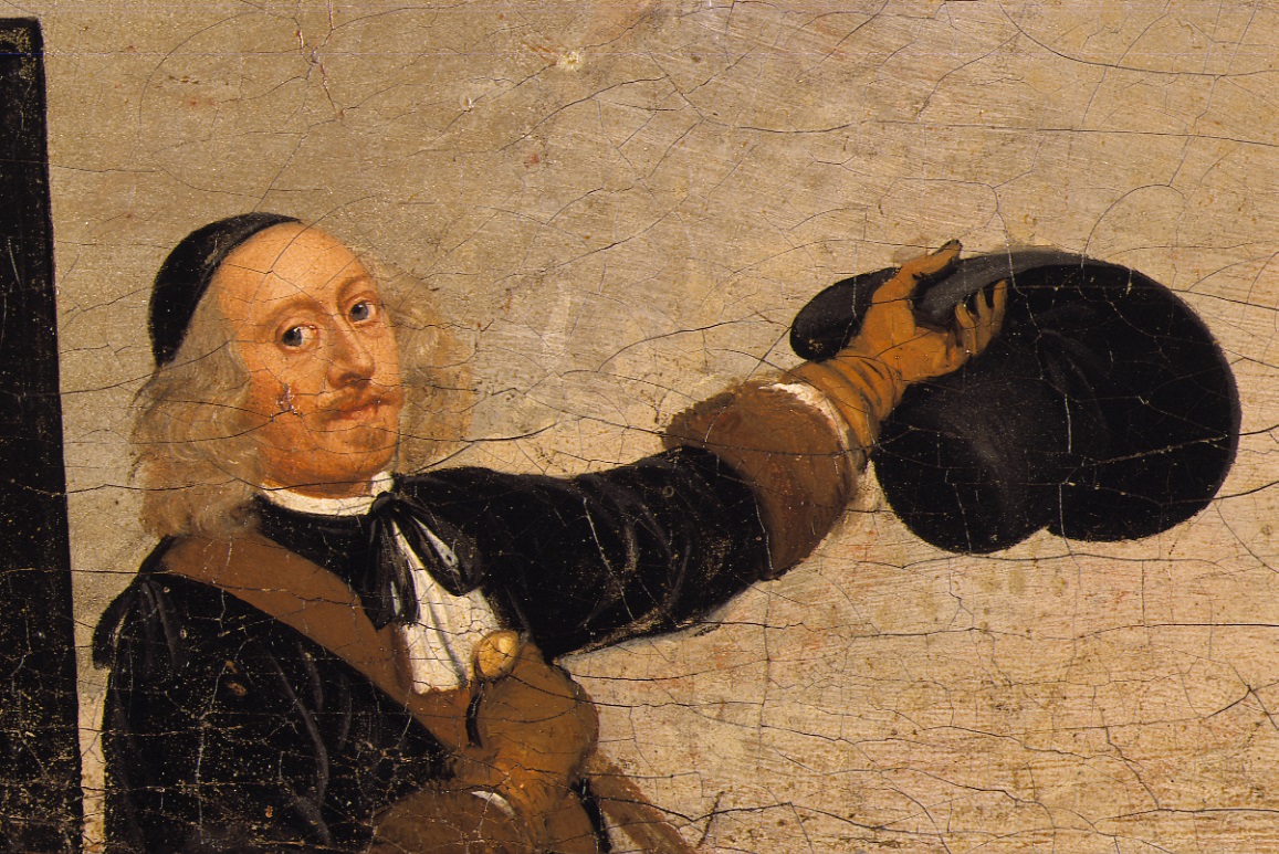 Ausschnitt aus dem Gemälde "Die Erbhuldigung" zeigt Heimbach (Die Chronologische Sammlung der Dänischen Könige, Schloss Rosenborg, Kopenhagen)