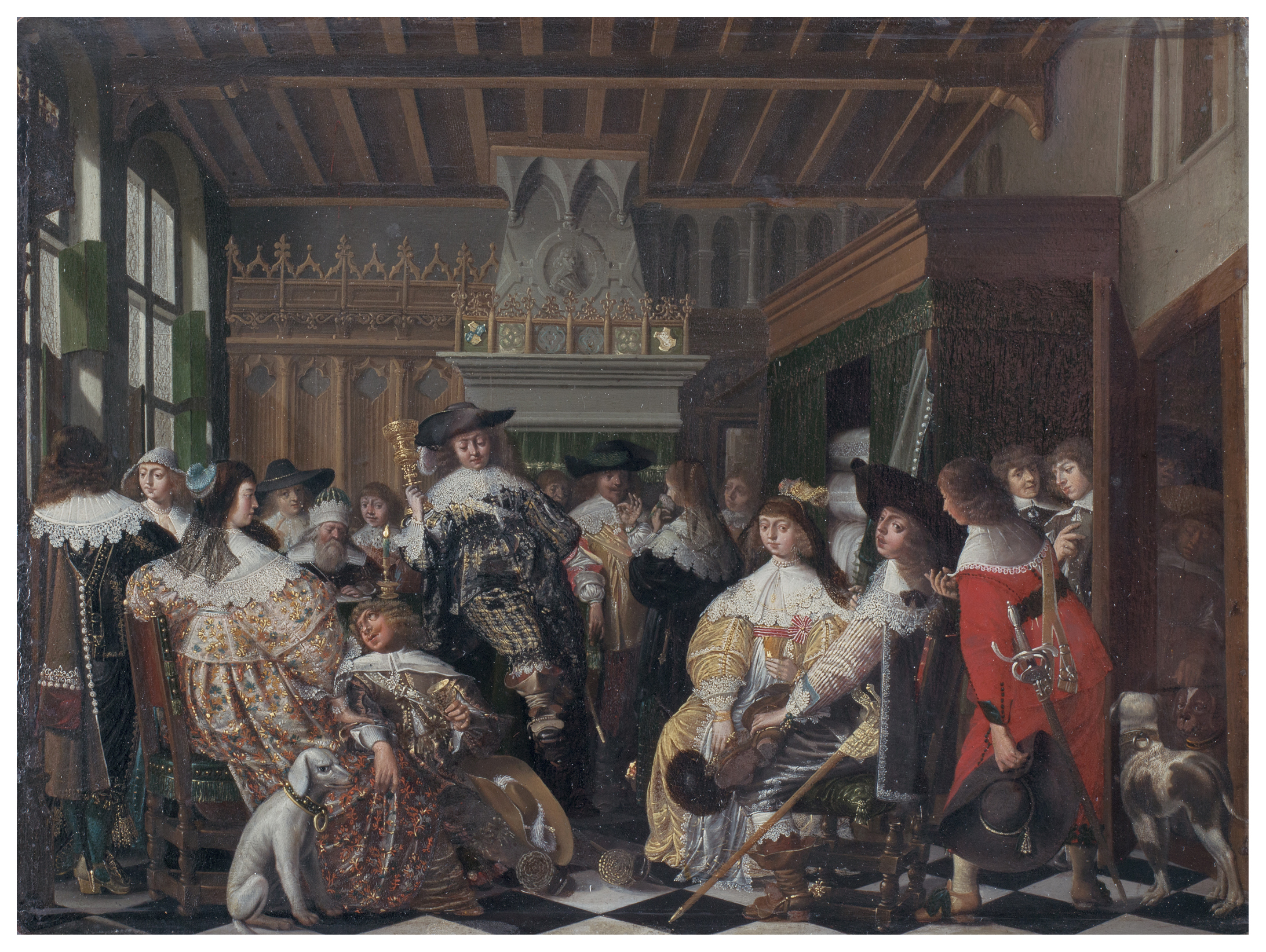 Eine Hochzeitsgesellschaf in einem holzvertäfelten Zimmer (Foto: Kunsthalle Bremen – Karen Blindow – ARTOTHEK)