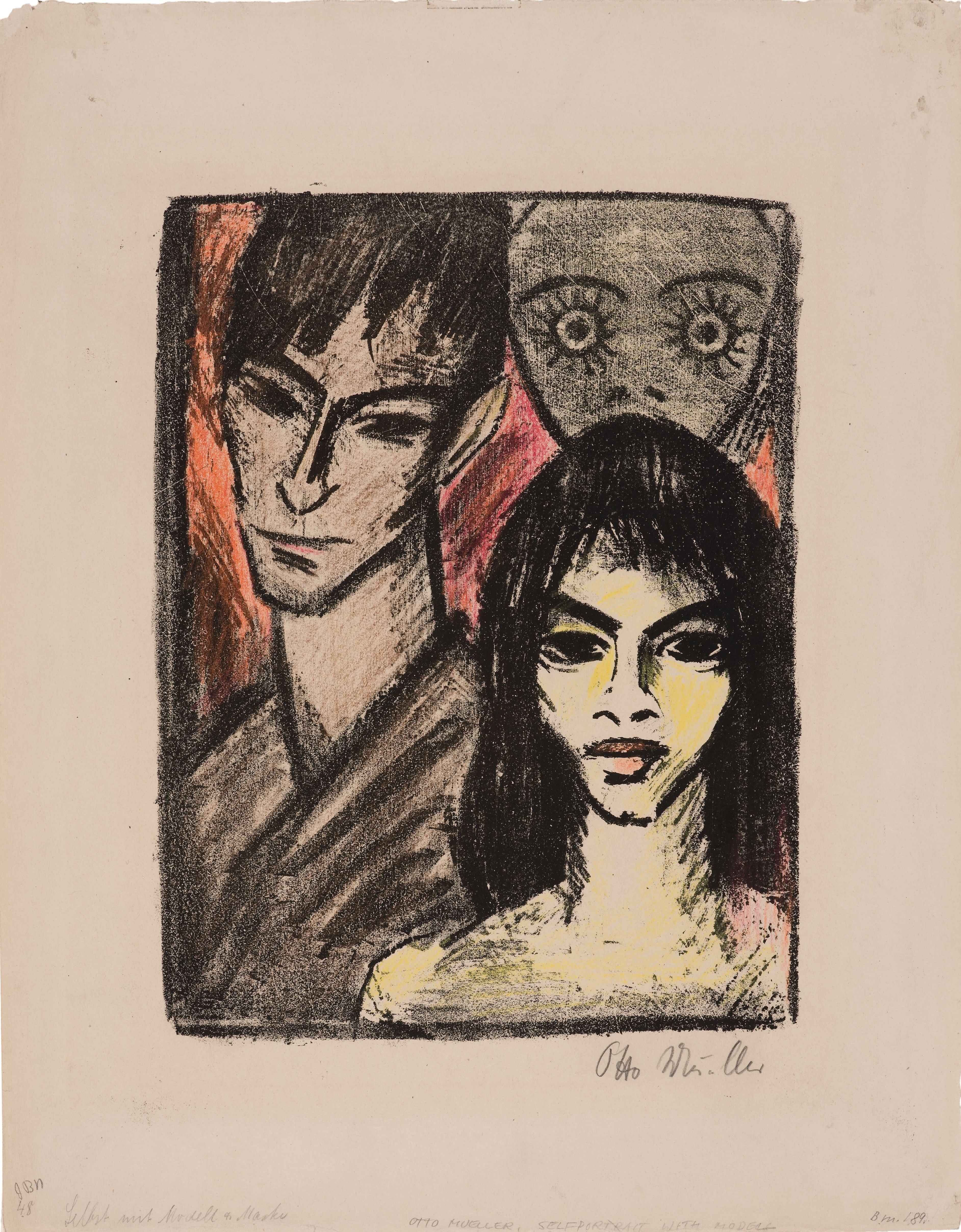 Otto Mueller, Self-portrait with Model and Mask, 1921/22, Sprengel Museum Hannover, Photo: bpk, Sprengel Museum Hannover/Michel Herling, Aline Gwose