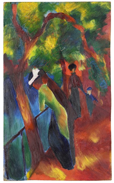 August Macke, Sonniger Weg, 1913, LWL-Museum für Kunst und Kultur, Münster, erworben 1986 mit Unterstützung des Landes
Nordrhein-Westfalen