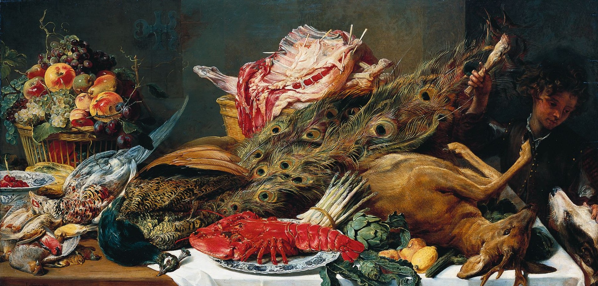 Painting of a Boy in the Pantry. A Still Life with Meat Basket by Frans Snyders