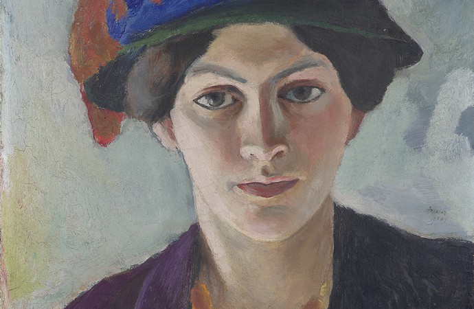 Frau des Künstlers mit Hut