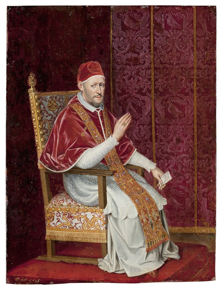 Papst Innozenz in sitzender Pose mit Segensgestus (Bild: LWL-Museum für Kunst und Kultur, Münster, Foto: Hanna Neander)