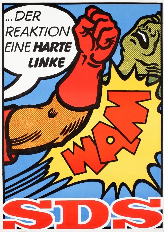 Auf dem Plakat ist ein Arm in einem Handschuh zu erkennen, die zu einem Schlag ausholt. Auf dem Plakat ist ein Arm in einem Handschuh zu erkennen, die zu einem Schlag ausholt.