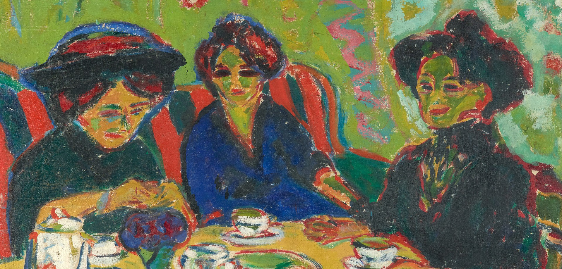 Painting of women drinking coffee by Ernst Ludwig Kirchner