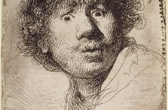 Rembrandt van Rijn, Selbstbildnis mit aufgerissenen Augen, 1630, Städel Museum Frankfurt am Main, Foto: © Städel Museum - U. Edelmann - Artothek