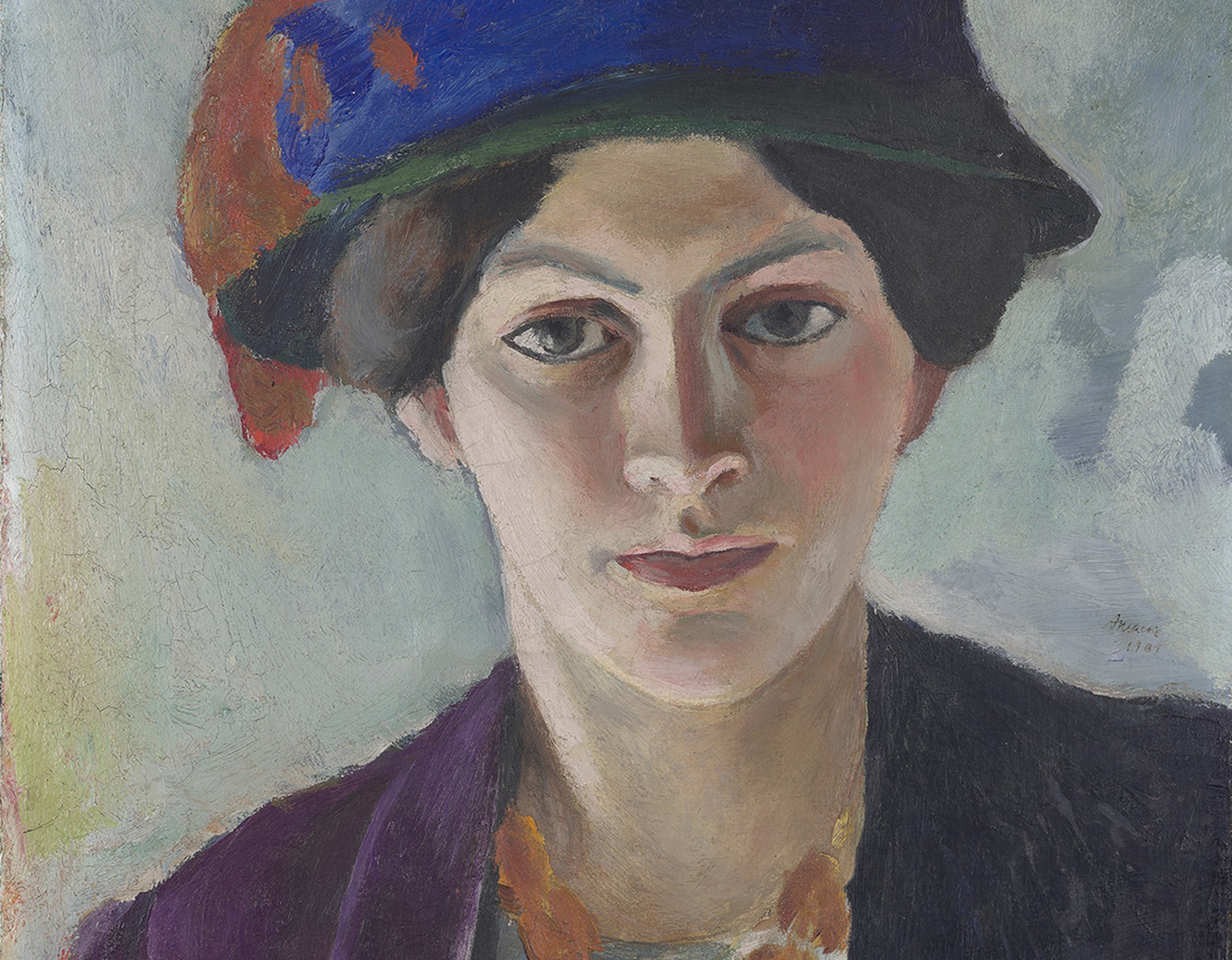 August Macke, Frau des Künstlers mit Hut, 1909, LWL-Museum für Kunst und Kultur. Foto: LWL/Neander