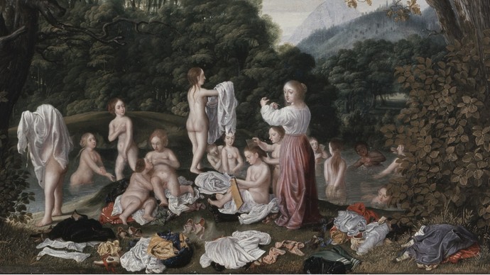 Gemälde einer Gruppe unbekleideter Frauen an einem Fluss (Foto: Kunstsammlung und Museen Augsburg)