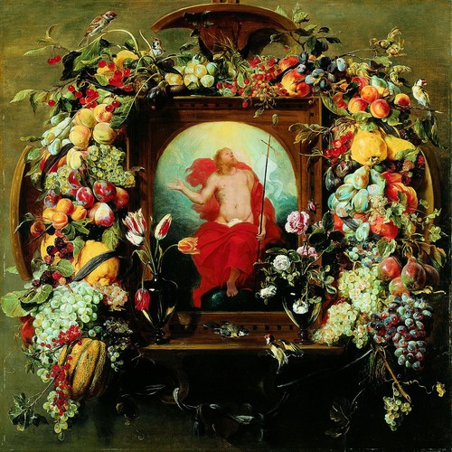 Frans Snyders, Die Himmelfahrt Christi mit Frucht- und Blütengirlanden, um 1630 – 1640