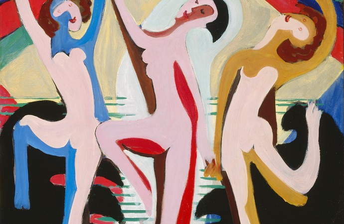 Ernst Ludwig Kirchner, Farbentanz I. Entwurf für den Festsaal im Museum Folkwang, 1932, Öl auf Leinwand, Foto: © Museum Folkwang Essen - ARTOTHEK
