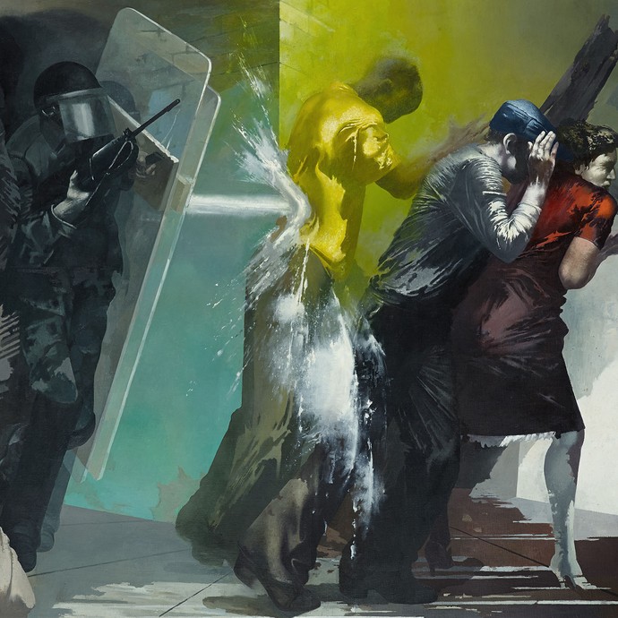 Arno Rink, Terror II, 1978/79, Museum der Bildenden Künste Leipzig, © VG Bild-Kunst Bonn, 2020 (vergrößerte Bildansicht wird geöffnet)