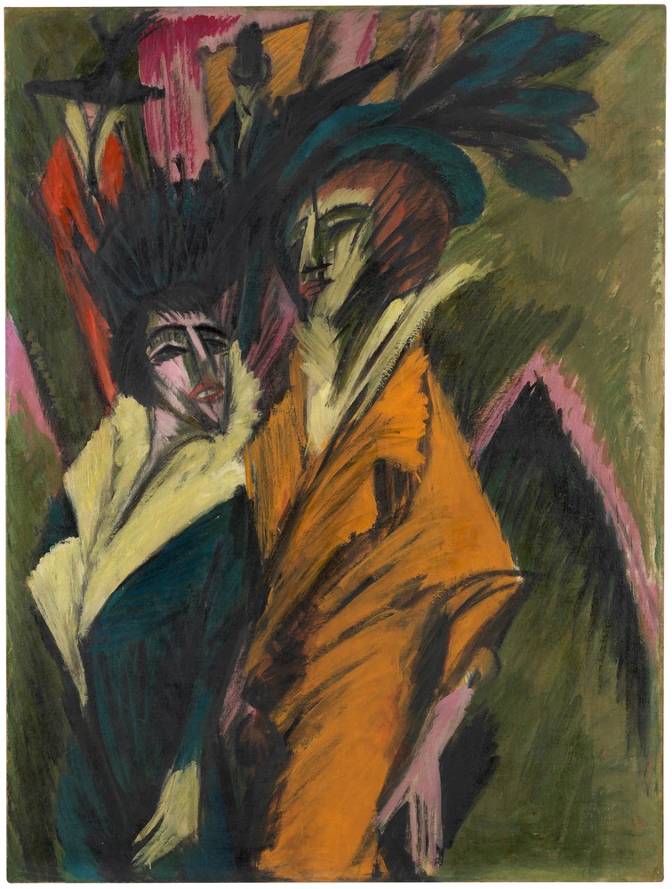 Ernst Ludwig Kirchner, Zwei Frauen auf der Straße (Vs.), 1914