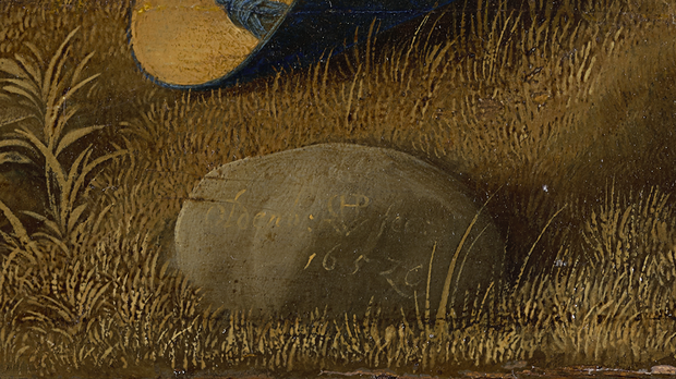 Initialen Wolfgang Heimbahs sind auf einem Stein im Bild vermerkt.