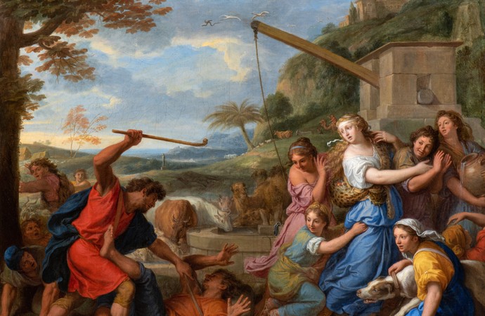 Charles Le Brun, Moses verteidigt die Töchter von Jethro, 1687. © Galleria Estense, Modena