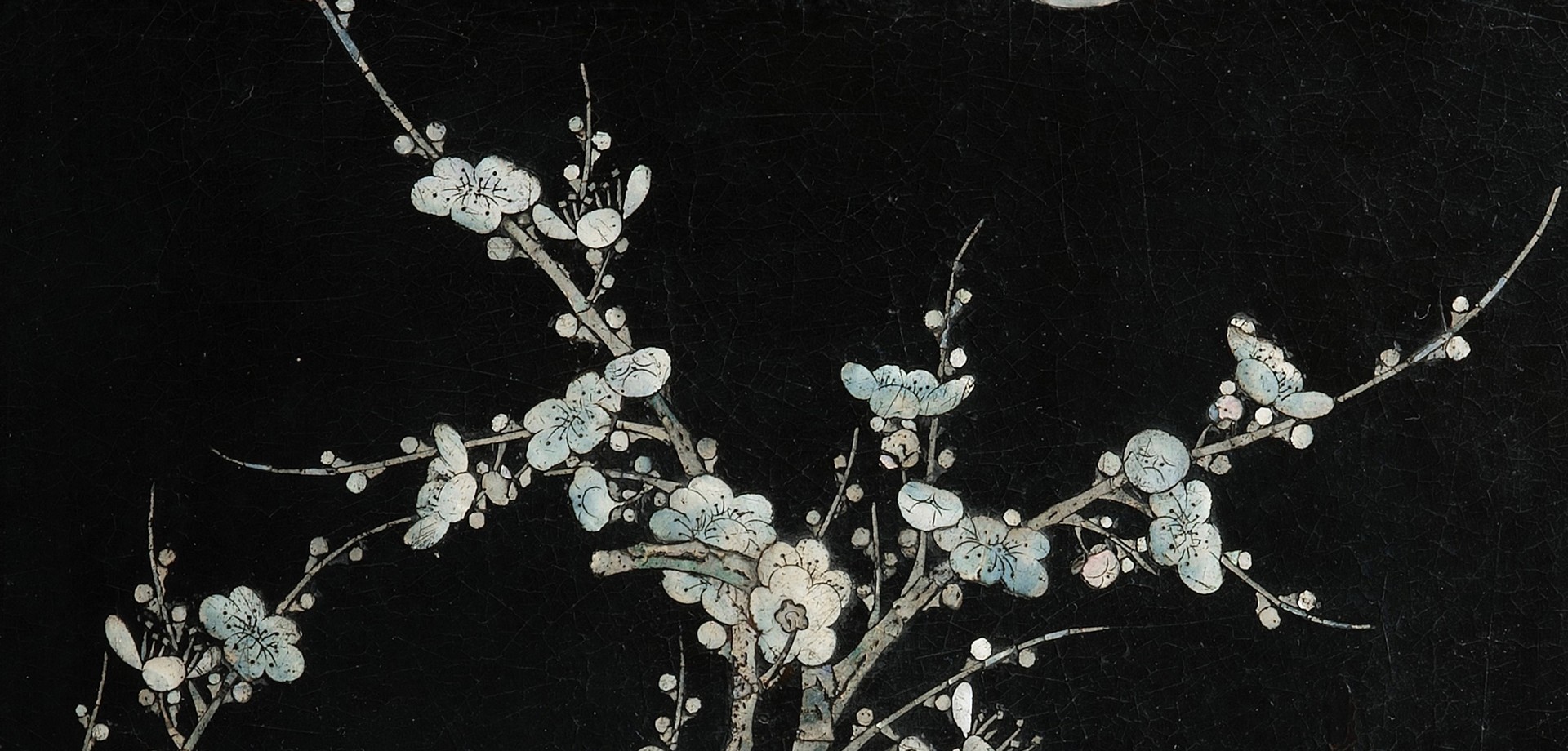 Campaign motive: blossoming tree in front of black lacquer.