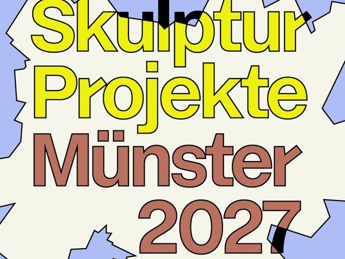 The logo of Skulptur Projekte Münster 2027. The colorful lettering reads “Skulptur Projekte Münster 2027.”