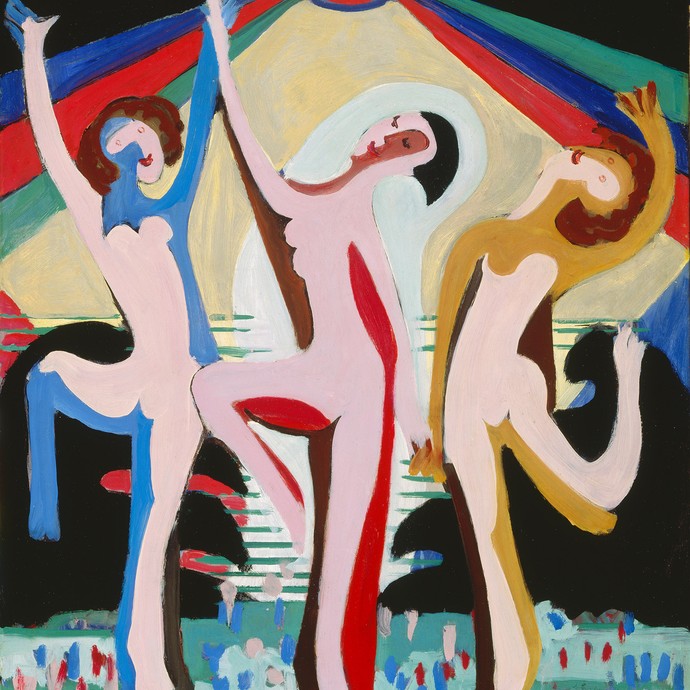 Ernst Ludwig Kirchner, Farbentanz I. Entwurf für den Festsaal im Museum Folkwang, 1932. Foto: © Museum Folkwang Essen – ARTOTHEK (vergrößerte Bildansicht wird geöffnet)