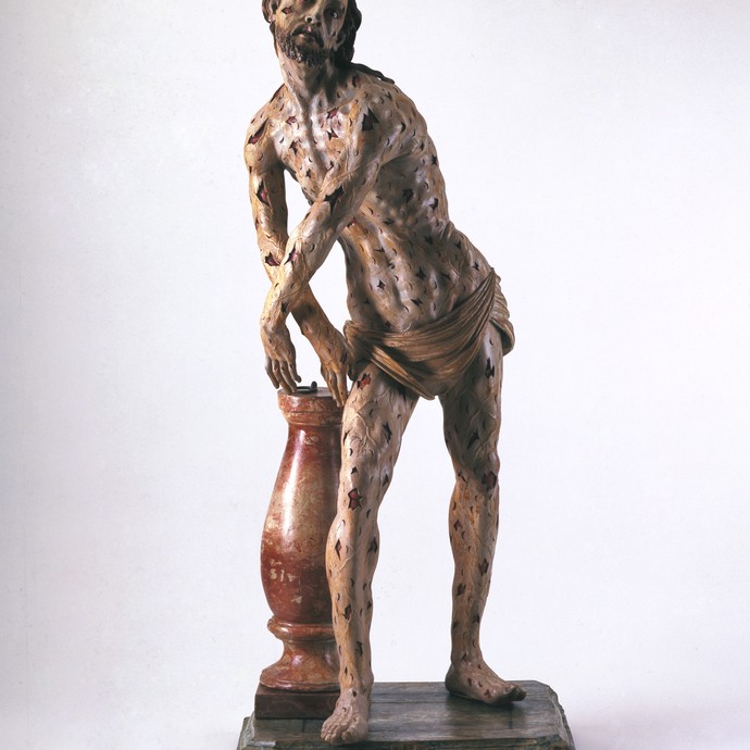 Meister IPS, Christus an der Geißelsäule, 1697, Fassung 18. Jh., Landesmuseum Württemberg (vergrößerte Bildansicht wird geöffnet)